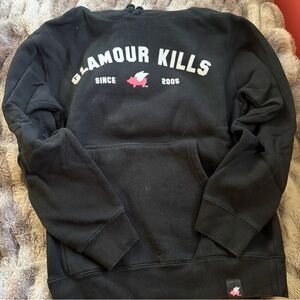 Glamour Kills Black Hoodie with White & Pink Logo
